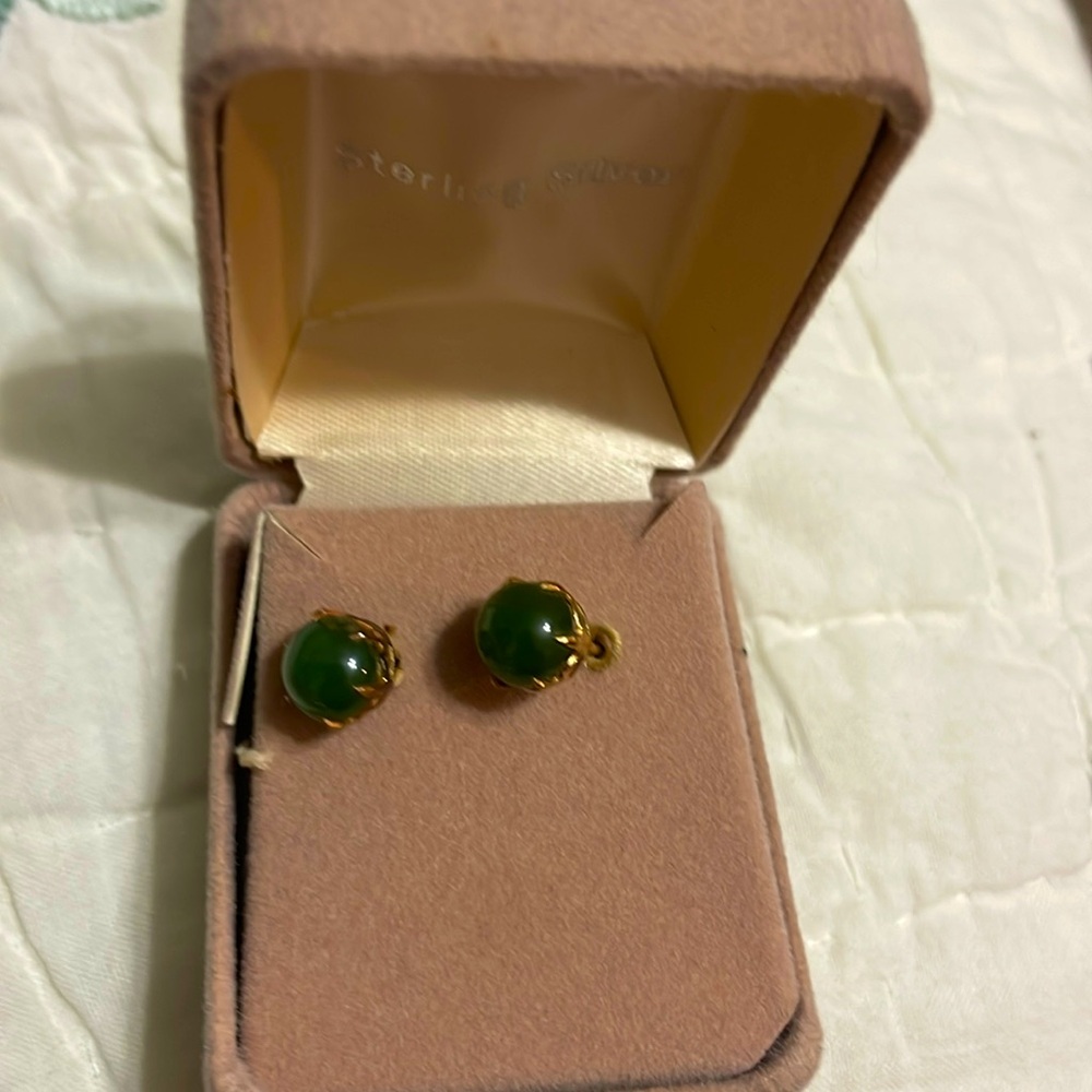 Antique Green stone stud earrings